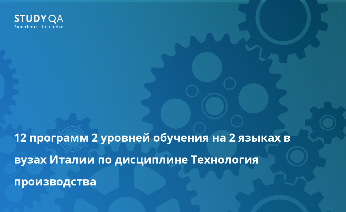 Технология производства 12 программ 2 уровней обучения на 2 языках в вузах Италии по дисциплине Технология производства