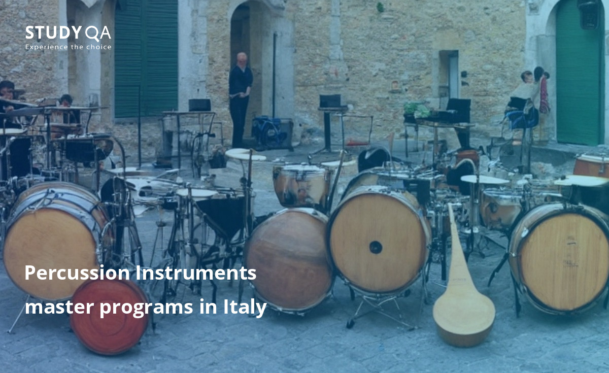 Percussion Instruments master programs in Italy Percussion Instruments Master study programs in Italy offer students the opportunity to learn about the history and techniques of percussion instruments from around the world. Students can also focus on specific percussion instruments, such as the drum set, timpani, marimba, vibraphone, and xylophone.