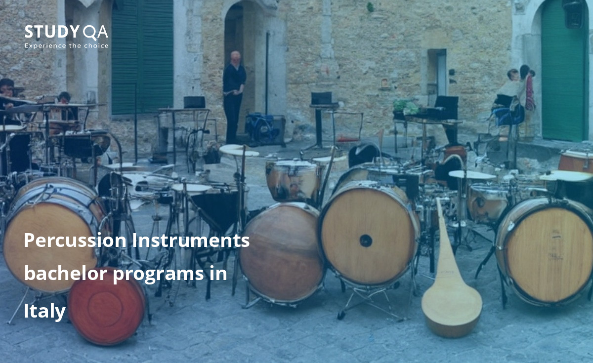 Percussion Instruments bachelor programs in Italy Percussion Instruments Master study programs in Italy offer students the opportunity to learn about the history and techniques of percussion instruments from around the world. Students can also focus on specific percussion instruments, such as the drum set, timpani, marimba, vibraphone, and xylophone.