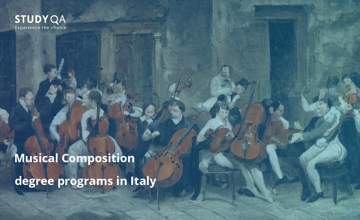 Musical Composition degree programs in Italy This text discusses higher education study programs in Musical Composition in Italy, including universities and specialized schools that offer Bachelor's and Master's Degrees. The programs provide students with a comprehensive understanding of music theory, history, and composition techniques, as well as practical experience working with professional musicians and composers.